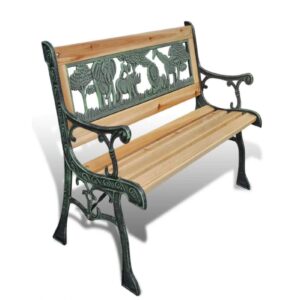 Wooden Garden Bench with Metal Frame