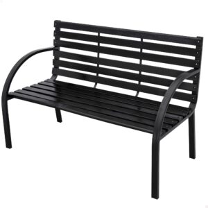 Aktive 61045 - Garden Bench Dark Wood | Measures 122x52x82 cm | Outdoor Garden Furniture| Wooden bench capacity 2 people | Garden decoration - Outdoor garden bench
