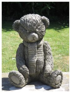 Dragonstone Scarf Teddy Bear Garden Statue | English Reconstituted Limestone Orname