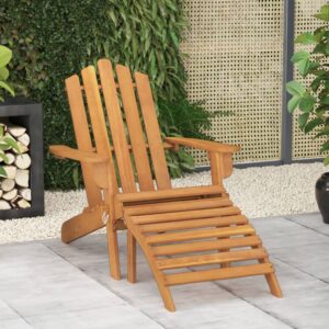 OUSEE Garden Adirondack Chair with Footrest Solid Acacia Wood