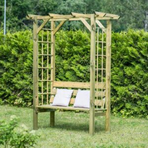 Harrier Wooden Garden Arbour Seats - 2 Size Options: Small & Large | Elegant Wooden Garden Bench | Durable Treated Timber - Heavy Duty Outdoor Seat | Double Seater (Small (179cm x 80cm))