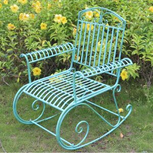 Open-air wrought iron rocking chair garden metal bench