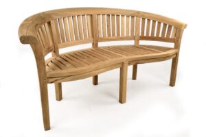 Windsor Curved Wooden Garden Bench - Grade A Teak 3 Seater Park Bench - 165cm Length - Fully Assembled