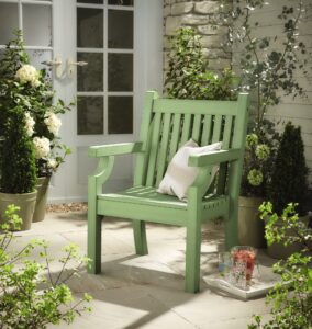 Garden Chair Duck Egg - Polywood All Weather Patio Lounge Armchair - Rainproof and UV-stabilised Wood Look Green Sea