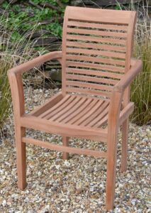 Field & Hawken - Chester Teak Garden Armchair |Stacking Teak Outdoor Dining Armchair |Quality Certified Indonesian Plantation Teak | Delivered Fully Assembled