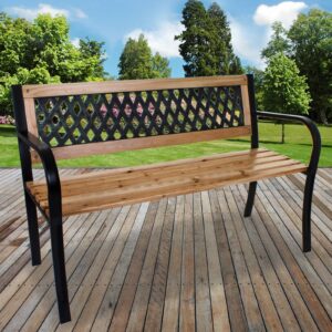 Marko Outdoor Balmoral Garden Bench Seat Outdoor Seating Decorative Lattice Backrest Patio Furniture