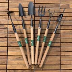 Greenman Gardening Long Handle Tool Set Ideal for Bad Backs and the Elderly 25" Fork Trowel Hoe Cultivator Depth Trowel Dandelion Weede