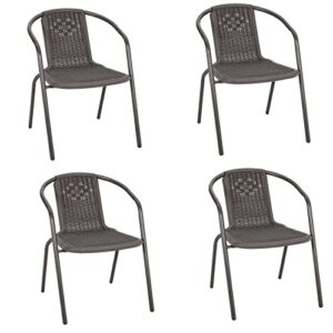 The Fellie Wicker Garden Chairs Outdoor Bistro Chair Rattan Stackable Chair Set of 2/4/6 Garden Dining Chair with Backrest