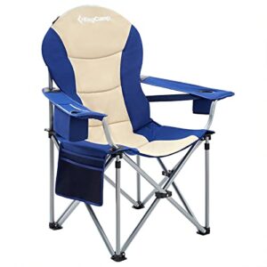 KingCamp XL Heavy Duty Camping Chair for Large People with Lumbar Back Support 350 LBS High Back Camping Chairs for Adults with Cooler Bag and Armrest for Outdoor Garden Picnic