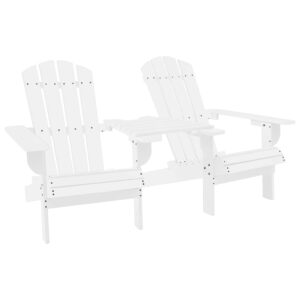 idaXL Solid Fir Wood Garden Adirondack Chair Outdoor Chair Seating Garden Armchair Wooden Chair Stool Furniture Patio Terrace White
