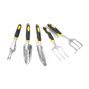 5 PC Garden Tool Set Cast Aluminum Outdoor Gardening Work Hand Tools Kit For Men And Women Including Trowel Garden Tools Guaranteed to significantly reduce digging efforts