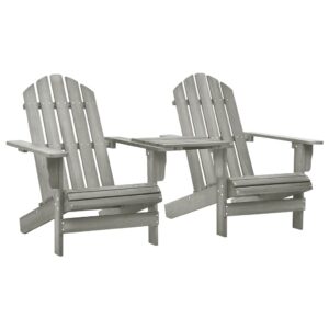 idaXL Solid Fir Wood Garden Adirondack Chair Outdoor Chair Seating Garden Armchair Wooden Chair Stool Furniture Patio Terrace Grey