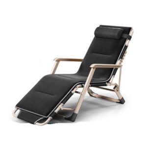 Oversized Patio Chairs Reclining Zero gravity Chaise lounges outdoor Garden rocking Deck chair For Beach Camping With Cushions Support 200kg (Color : Black) Happy