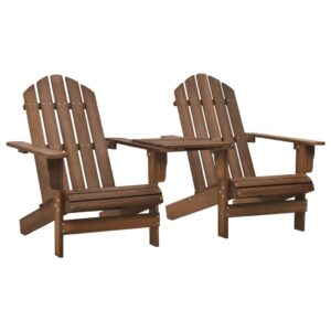 idaXL Solid Fir Wood Garden Adirondack Chair Outdoor Chair Seating Garden Armchair Wooden Chair Stool Furniture Patio Terrace Brow