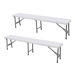 6ft Folding Bench Set 2 Piece Extra Strength Outdoor Heavy Duty Garden Bench Foldaway for Trestle Buffet Wedding Party Car Boot Stall Camping Patio BBQ 180cm