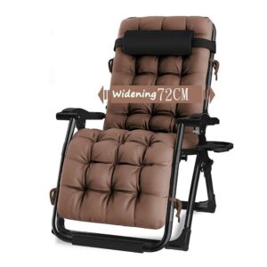 Sun Loungers Recliners Zero Gravity Patio Deck Chair Reclining Garden Chair Outdoor Folding Portable Rocking Chair Supports 200kg (Color : With Brown Cushions) Happy