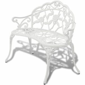 Goliraya Garden Bench Garden Leisure Bench Garden Seats Rest Seats for Backyard Patio Porch Courtyard Park 100 cm Cast Aluminium White