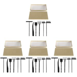 TOYANDONA 4sets Trays for Adults Decors Supplies Tools Decor Home Accessory Rack Garden Tool Fidget Teeth with Sand Beach Props Small Accessories Toys Micro Hand Gifts Desk Woode