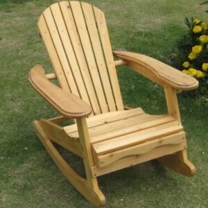 Trueshopping Kids Wooden Rocking Chair Adirondack Children's Seat Natural Wood Finish Mini Bowland for Indoor or Outdoor Patio Garden Furniture