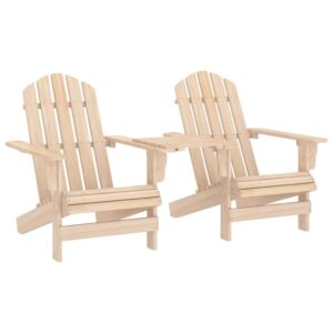 idaXL Solid Fir Wood Garden Adirondack Chair Chairs with Table Outdoor Wooden Furniture Patio Terrance Backyard Durable Seating Armchair Lounge Chair Se
