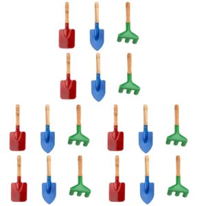Toyvian 6setspcs Or Planting Beach Girl Up Flower Mini Rake Metal with Wooden Handle Children Gardening Tools