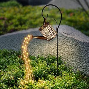 Watering Can Lights Stars Shower Garden Art Light Solar Garden Decoration Light Outdoor Hollow Wrought Iron Shower Lamps Waterproof Solar Watering Can Fairy Light Garden Decoratio