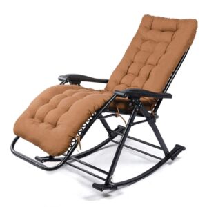 Garden Rocking Chair Folding Outdoor Adjustable Rocker Zero Gravity Seat With Cushion Headrest Camping Fishing Patio Deck Supported Weight Max 150kg/330 lbs c2003 (Color : Brown)