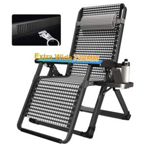 Folding chair Oversize Garden Rocking Chair Reclining With Cushions for Heavy People-Outdoor Patio Deck Folding Rocker Zero-Gravity Seat Support200kg armchair (Color : Black withou Happy