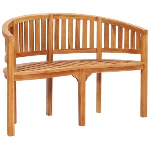 Goliraya Banana Bench Garden Bench Park Bench Patio Bench Weather Resistance Outdoor Seat for Outdoor Garden Patio 120 cm Solid Teak Wood