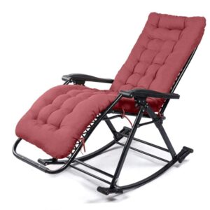 Garden Rocking Chair Folding Outdoor Adjustable Rocker Zero Gravity Seat With Cushion Headrest Camping Fishing Patio Deck Supported Weight Max 150kg/330 lbs c2003 (Color : Brown)