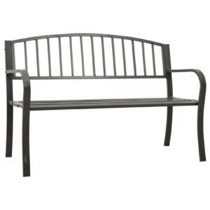 Goliraya Garden Bench Steel Garden Leisure Bench Garden Seats Rest Seats for Garden Park 125 cm Steel Grey