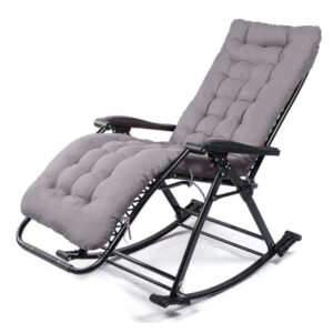 Garden Rocking Chair Folding Outdoor Adjustable Rocker Zero Gravity Seat With Cushion Headrest Camping Fishing Patio Deck Supported Weight Max 150kg/330 lbs c2003 (Color : Brown)