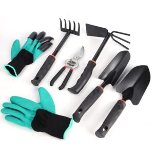DEWIN 6PcsGarden Pruning Tool Set Plants Pruning Shears Digging Shovel Rake with Gloves for planting