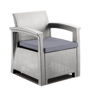 Trueshopping Rattan Armchair with Cushion | Patio Garden Furniture | Weather Resistant