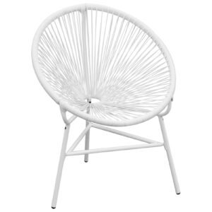 Goliraya Garden String Moon Chair Circular Loungers Bird's Nest Style Garden Chair Garden Furniture for Outdoor Indoor Terrace Poly Rattan White