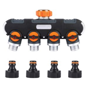 4 Way Garden Hose Splitter Garden Lawn Irrigation and Watering Equipment Outdoor Garden Four-Way Valve Manifold for Drip Irrigation Seedling Growth