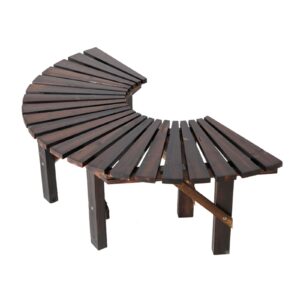 Semi-circular Tree Bench Park Bench Garden Bench Wood Patio Bench Solid Wood Outside Bench Decor Flower Stand Weather-Resistant Easy Assembly For Patio