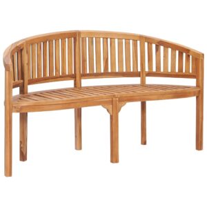 Goliraya Banana Bench Garden Bench Park Bench Patio Bench Weather Resistance Outdoor Seat for Outdoor Garden Patio 151 cm Solid Teak Wood