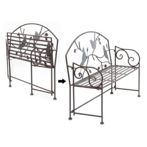 Yargole Wrought iron antique outdoor patio garden bench decoration