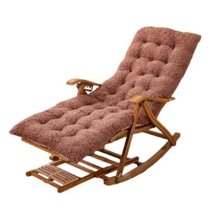INTHEL Summer Bamboo Rocking Chair Portable Folding Lounge Chair Adjustable Backrest Chair Outdoor Garden Recliner Lawn Sun Loungers With Foot Massage And Cushion (Color : Blue) (Brown)