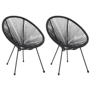 Goliraya Garden String Moon Chair Circular Loungers Bird's Nest Style Garden Chair Garden Furniture for Outdoor Indoor 2 pcs Rattan Black