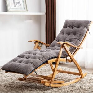 Lsoiup Wood Rocking Chair - Foldable Patio Rocker Bench with Pad