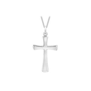 Carissima Gold 9ct White Gold Plain Cross Pendant on Curb Chain Necklace of 46cm