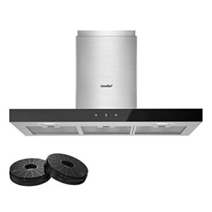 COMFEE' 90 cm Chimney Cooker Hood 90M77 Stainless Steel Extractor Hood LED and Recirculating & Ducting System Wall Mounted Range Hood 900 mm Extractor Fan