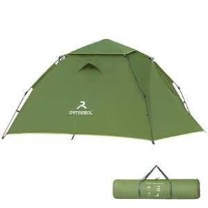 Camping Tent 2-4 Man Instant Pop Up Tent Easy Setup Dome Tent Waterproof & Windproof with Mosquito Netting and Removable Outer Tarpauli