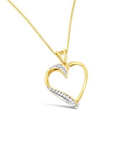 Heart shaped diamond pendant with necklace yellow gold