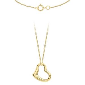 Carissima Gold Women's 9 ct Yellow Gold 12 x 10 mm Heart Slider Pendant on 9 ct Yellow Gold Chain Necklace