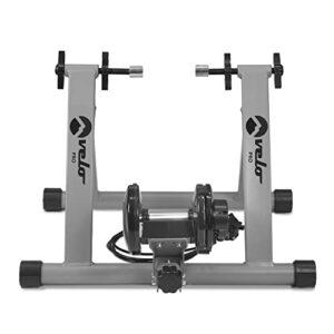 Velo Pro Turbo Trainer | Variable Resistance Magnetic Indoor Bike Trainer for Road & Mountain Bicycles | Stationary Exercise Bike Training Stand | Folding Steel Frame | 26" - 28"