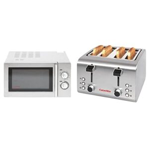 Caterlite Commercial Microwave Oven 900W Light Duty Stainless Steel Appliance & 4 Slot Stainless Steel Toaster Innovative Design with New Features