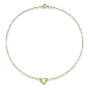 Carissima Gold 9ct Yellow Gold Heart Charm Box Chain Anklet of 24cm/9.5"
